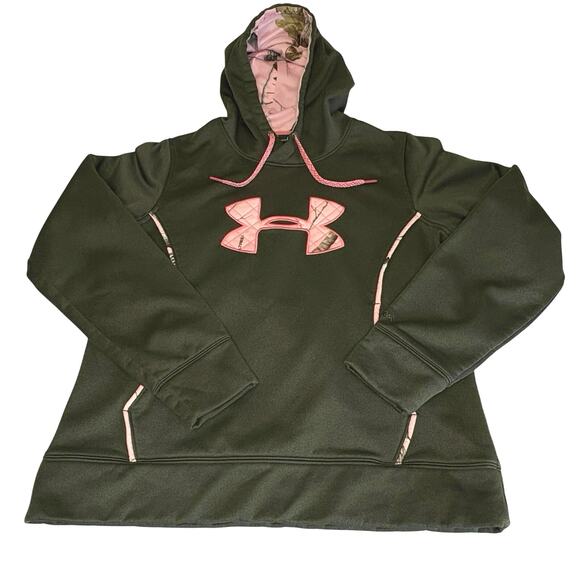 Under Armour Storm Realtree Hoodie Women's L | Green & Pink | Sweatshirt | EUC - Picture 1 of 9